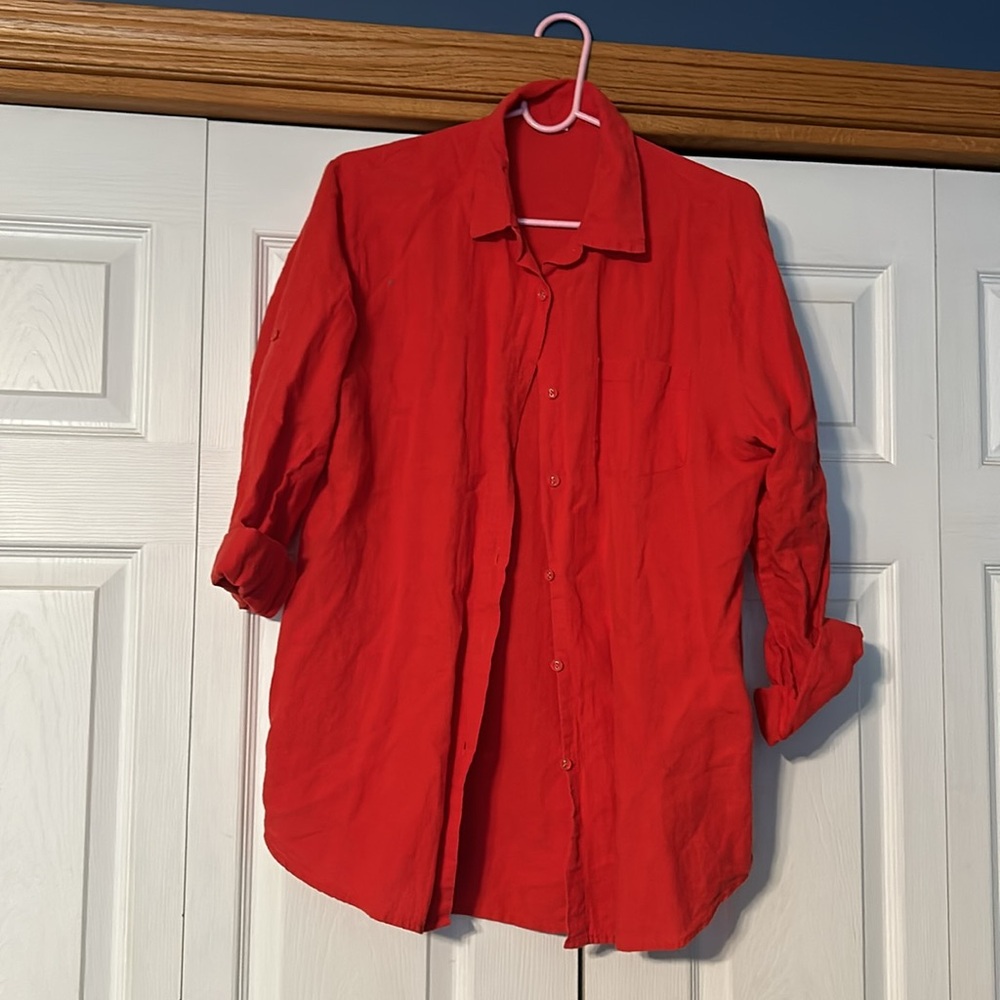 Woman’s shirt Red long or button up sleeves